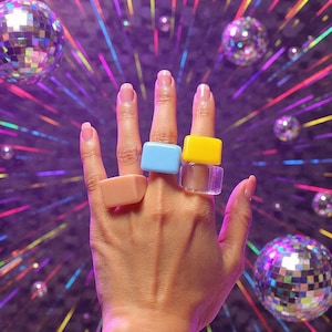 Chunky Resin Statement Ring: Y2K Bold Color Stackable Jewelry