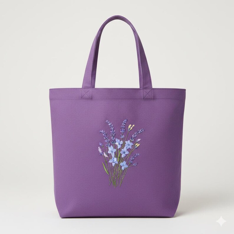 Lavender Wildflower Design File, Purple Floral Bouquet Shirt Pattern PES DST image 3