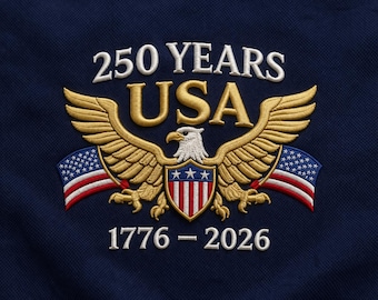 USA 250 Years Eagle Embroidery Design
