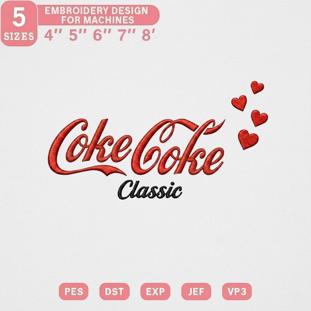Retro Coke Coke Script Embroidery Design | Classic Soda Text With ...