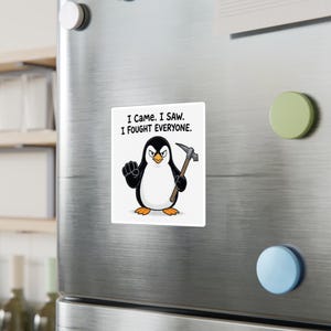 Grappige pinguïn vinylstickers voor interieur, laptopstickers, cadeau voor dierenliefhebbers, kantoorplezier, eigenzinnige muurkunst