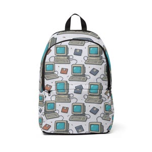 Retro Computer Design Unisex Fabric Backpack, Perfect for Students, Tech Lovers, Back to School, Gifts, Everyday Use