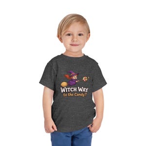 Witch Way to the Candy? Toddler Tee | Halloween Shirt, Kids' Costume Tee, Trick-or-Treat Top, Cute Witch T-Shirt, Fall Apparel