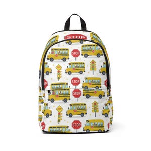 Whimsical School Bus Backpack | Unisex Fabric Backpack for Kids, Fun Back-to-School Gift, Travel Bag, Stylish Book Bag, Unique Gift Idea