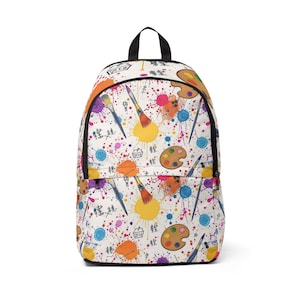 Artistic Unisex Fabric Backpack | Colorful Paint Splatter Design, Trendy School Bag, Gift for Artists, Back to School, Everyday Use