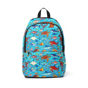 Lebendige Ozean-Thema Nylon Rucksack: Unisex Schulreise Strandtasche