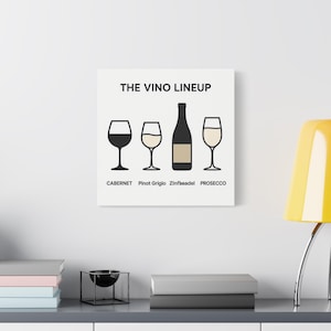 Wine Canvas Art, Vino Lineup Wall Decor, Wine Lover Gift, Home Bar Decor, Kitchen Wall Art, Unique Wine Art
