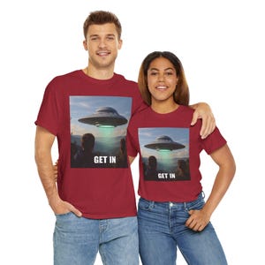 UFO Graphic Tee: Fun Alien Cotton T-Shirt - Sci-Fi Gift