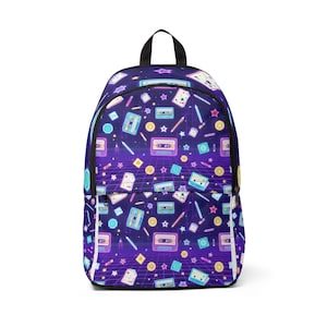 Retro Music Backpack, Unisex Fabric Backpack, Cool CASSETTE Backpack, Vintage Style School Bag, Gift for Music Lovers, Back to School Bag