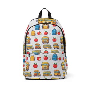 Fun School-Themed Unisex Fabric Backpack, Cute Backpack for Kids, Back to School, Travel, Gift for Students, Colorful School Supplies