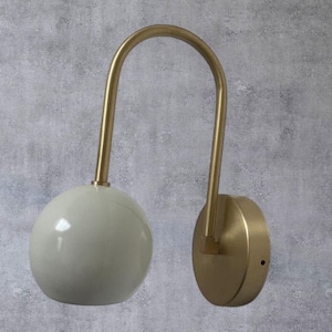 Decorative Brass Scone Lamp/Venity Light With Gray Shade/Mid Century Modern Wall Lamp/Mirror Lighting Fixture Sconce For Home Decor