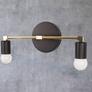 Brass Two-Light Wall Sconce: Mid-Century Modern Nautical Lighting
