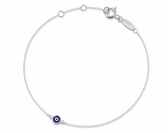 Blue Evil Eye Anklet Sterling Silver, Nazar Protection Anklet, Delicate Ankle Bracelet for Women