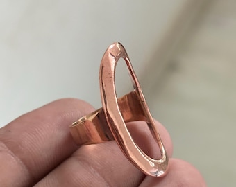 Solid Copper Statement Ring, Minimalist Boho Band, Unisex Rustic Jewelry