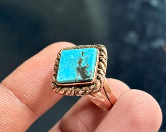 Handmade Copper Turquoise Gemstone ring for Women, Everyday Wear copper Jewellery