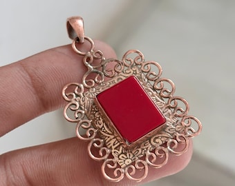 Handmade Ornate Copper Filigree Pendant, Boho Statement Necklace Jewelry