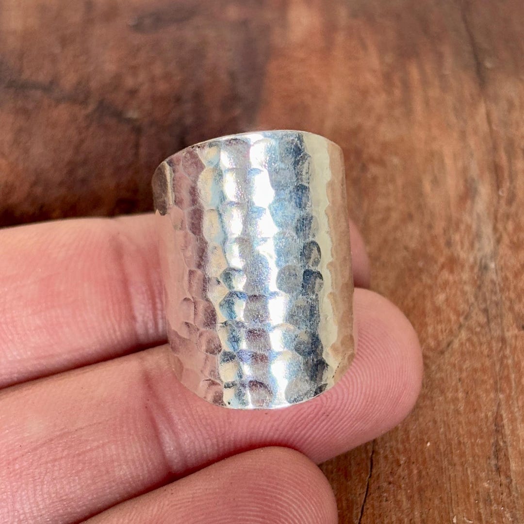 Handcrafted Sterling Silver Wide Band Ring: Hammered Boho Jewelry - Etsy