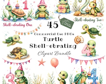 Turtle Birthday Clipart PNG, Sea Turtle Second Birthday Digital Art, Shell ebrating Turtle Graphics, Cute Turtle Party Digital Art