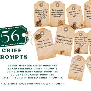Trauer Journal Prompt Tags | 156 druckbare Trauer Prompts | Vertrauensbasiert, Haustierverlust, kinderfreundlich, spirituelle Heilung | Trauerkarten