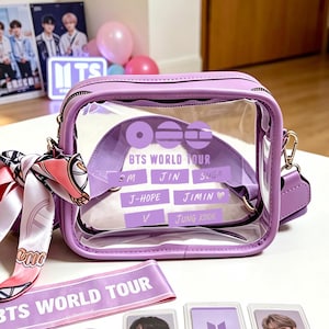 Bolsa transversal transparente personalizada com autorretrato do BTS, bolsa para shows de K-pop para ARMYs, presente para fãs do Bangtan