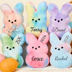 Personalized Easter Bunny Plushie, Crocheted Peep Rabbit, Kids Easter Gift