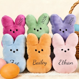Personalized 2026 Easter Bunny Peeps Plushies,Stuffed Peep Rabbit for Easter Baskets,Crocheted Bunny Toy,Easter Gift for Kids