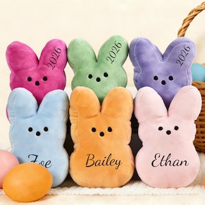 Personalized Easter Peeps Bunny Plush: Stuffed Rabbit, Easter Basket Gift