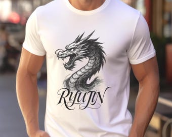 龍神龍グラフィック ユニセックスTシャツ、日本アートTシャツ