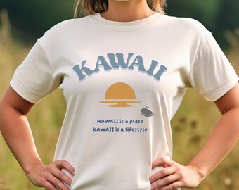 Koszulka Kawaii Sunset | Hawajski design x Japońska kultura Kawaii | Koszulka unisex