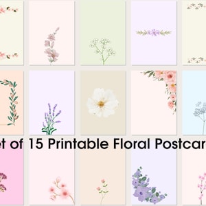 Postkarten Set zum Ausdrucken – Ästhetisches Blumen-Briefpapier für Geschenke oder Journaling