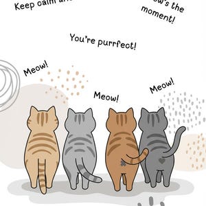 Jeu de cartes postales Cheeky Cats – Cartes de voeux drôles de chat, cartes numériques imprimables, art de chat mignon