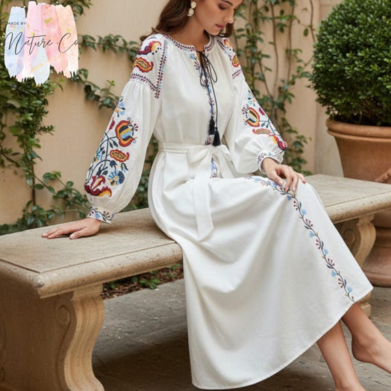 knee length dresses for ladies Women Blue Ethnic Motifs Printed Cotton A-Line Dress