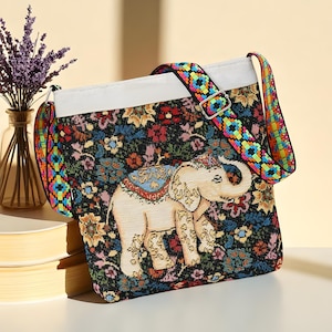 Embroidered Crossbody Bag, Women&#39;s Nylon Travel Purse, Large Capacity Shoulder Handbag, Casual Designer Bag, Gift for Mom, Gift for Her