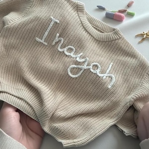 Personalized Baby Name Sweater, Hand Embroidered Baby Name Sweater, Newborn Sweater with Name, Baby Gift, Baby Shower Gift,  Gift for baby
