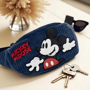 Bestickte Mickey Mouse Gürteltasche, Cord Gürteltasche, Cartoon Brusttasche, Crossbody Schultertasche, Lässige Disney Gürteltasche, Geschenk für Sie/Ihn