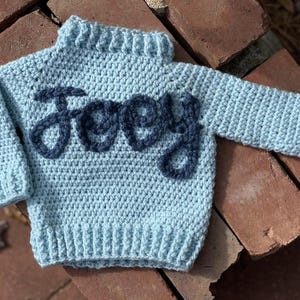 Hand-Crocheted Baby Sweater with Custom Embroidered Name | Personalized Baby Gift | Newborn to 12 Months