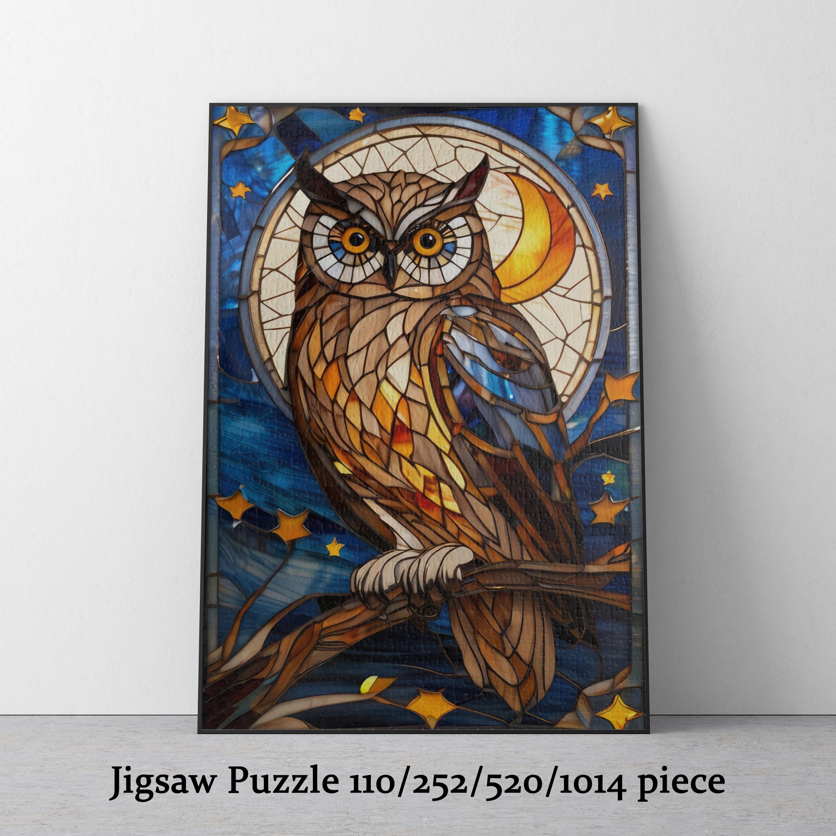Stained Glass Owl Jigsaw Puzzle for Adults: Bird Lover Gift, Home Decor. Jigsaw for Family