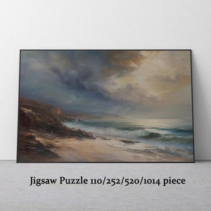 Seascape Jigsaw Puzzle: Ocean Coast Oil Painting Art. Jigsaw for Family