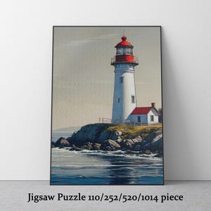 Lighthouse Seascape Jigsaw Puzzle: Coastal Painting Art. Jigsaw for Family