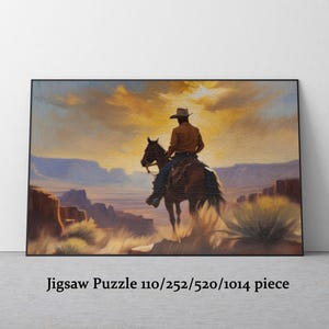 Cowboy Desert Jigsaw Puzzle: Wild West Oil Painting Art. Jigsaw for Family