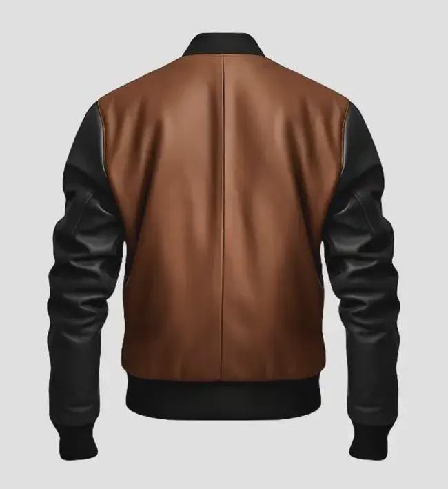 Men's Black Brown Leather Bomber Jacket | Real Sheepskin