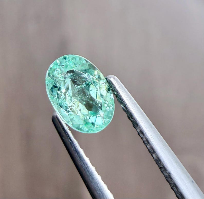 Natural Paraiba Tourmaline 0.67 Carat Oval Apple Green Loose Gemstone 4.7x6.72mm Greenish Paraiba with Muzambique Origin Rare Gem image 9