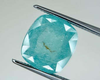 Neon Blue Paraiba Tourmaline Gemstone: 3.95 Carat Cushion Cut | GFCO Certitifed (37287-1)