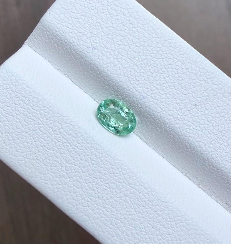 Natural Paraiba Tourmaline 0.67 Carat Oval Apple Green Loose Gemstone 4.7x6.72mm Greenish Paraiba with Muzambique Origin Rare Gem image 2