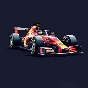 F1 Poster Printable | Minimalist Formula 1 Car Wall Art | Red Racing Car Digital Download | Modern Motorsport Decor
