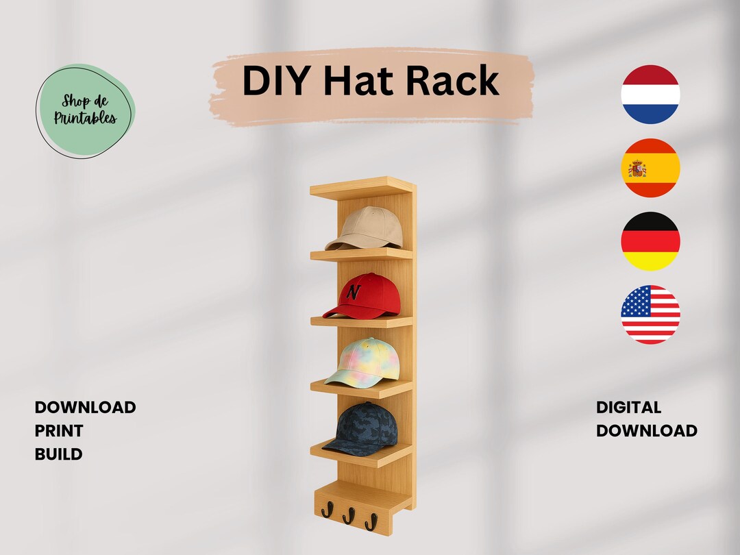 Woodworker Baseball Cap Rack Farmhouse Hat Rack, Wooden Baseball Cap Display (PDF Plan) - Etsy