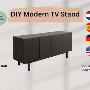 Modern DIY TV Stand, Solid Wood Console, Build Plan (PDF)