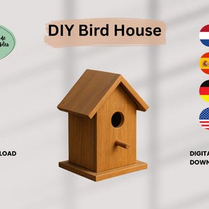 DIY Wooden Birdhouse Plans, Modern Outdoor Bird House (PDF)