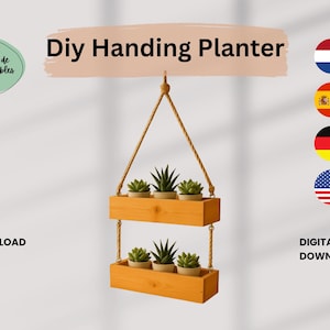 Planos para construir un macetero colgante de madera de dos niveles (descarga digital)
