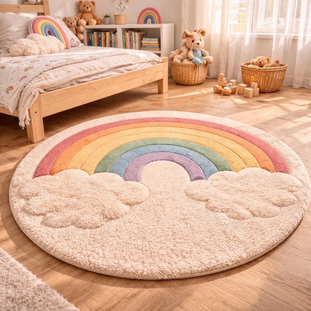 Raincloud Rug Pastel Rainbow Cloud Rug – Soft Tufted Plush Kids Playroom Carpet - Etsy